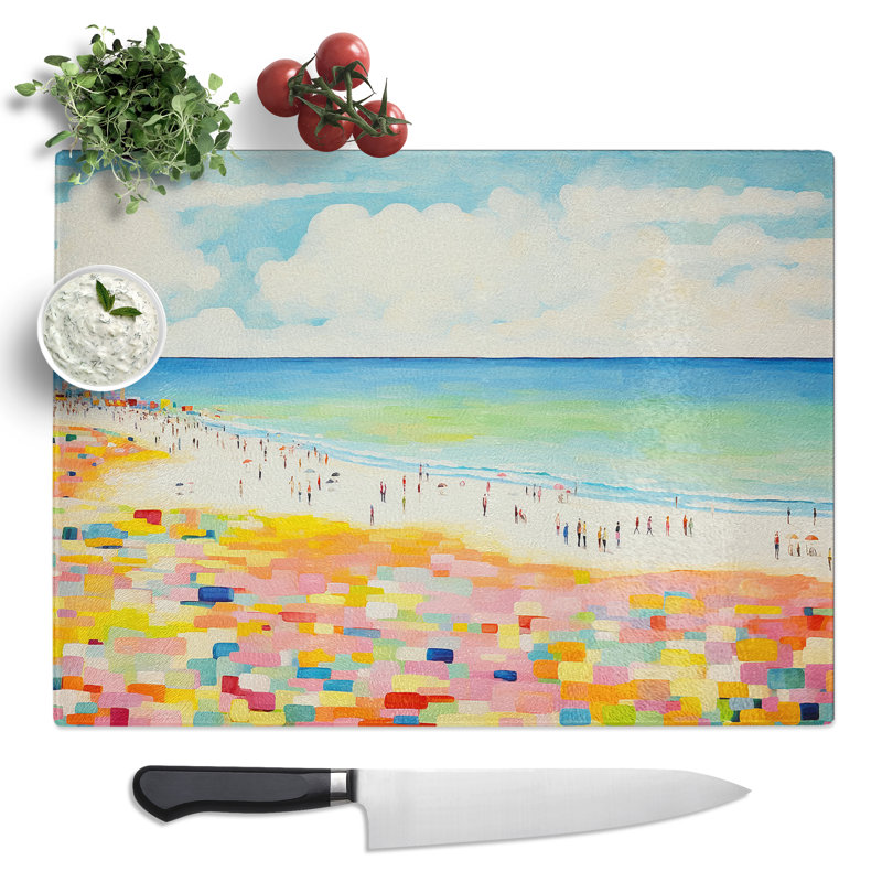 Beach Colour Field  Glass Chopping Board