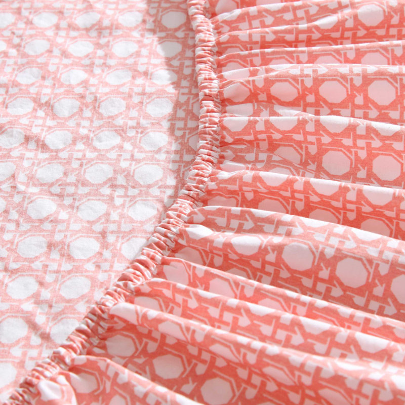Tommy Bahama Printed Percale Cotton Sheet Set, Queen Sheet Set with 2 Pillowcases, Bahama Diamond Isle Orange