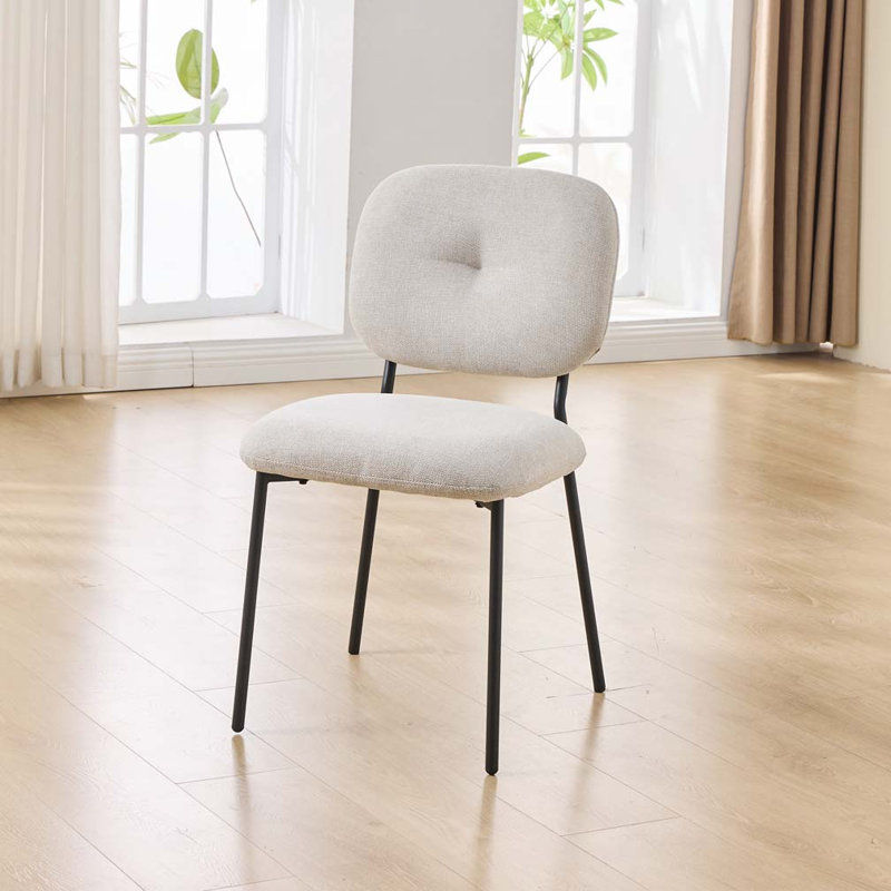 Chaises de salle à manger rembourrées, Noir, Blanc