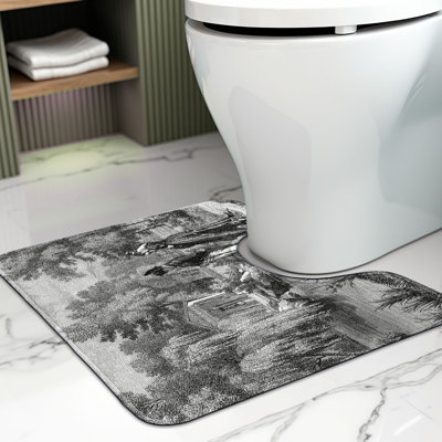 Tapis de salle de bain rétro en U 20 po gris foncé noir