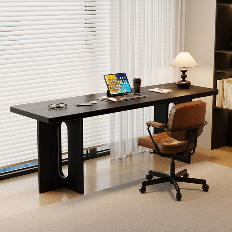 Bureau rectangulaire en bois massif noir, H 29,53 po x L 86,61 po x l 35,43 po