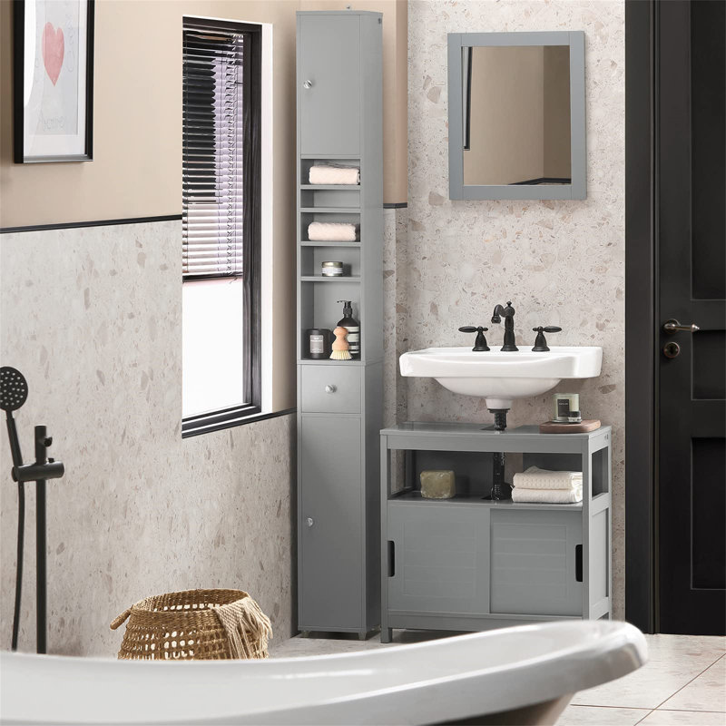 Ambroz Mounting / Installation Required Bathroom Cabinet, Grey/Brown/Blue