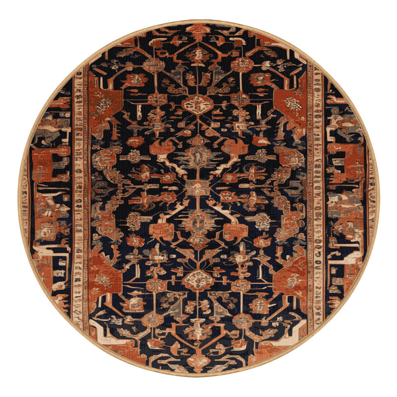 Tapis brun lavable à la machine, Rond 3 pi