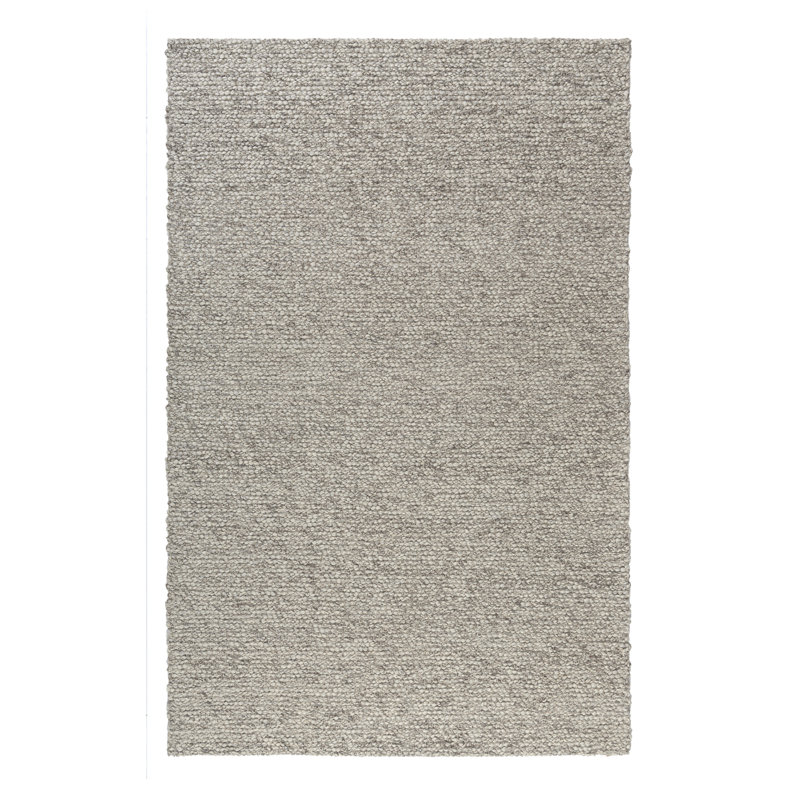 Contemporary Solid Striped Handmade Wool Area Rug, Silver, Rectangle 7'9" x 9'9"