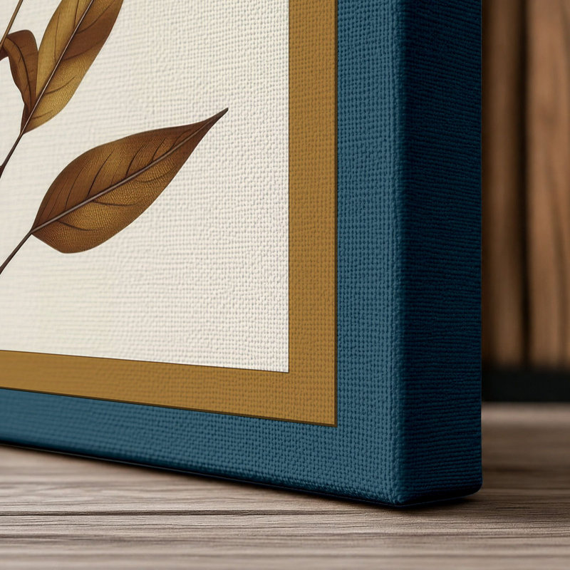 Single Stem Study Botanical - Wrapped Canvas, 30x20 - 76.2 x 50.8 cm, Teal Border