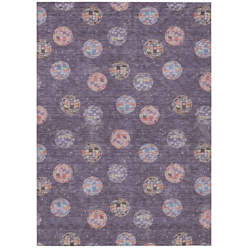 Machine Washable Indoor/Outdoor Chantille ACN2690 Kids Rug, Plum, 5' x 7'6"