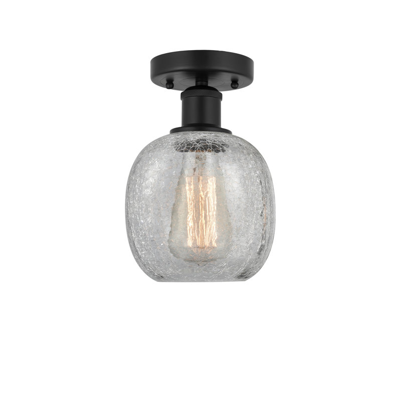 Plafonnier semi-encastré 6 lumières Carlucci, Bronze huilé, Clear Crackle