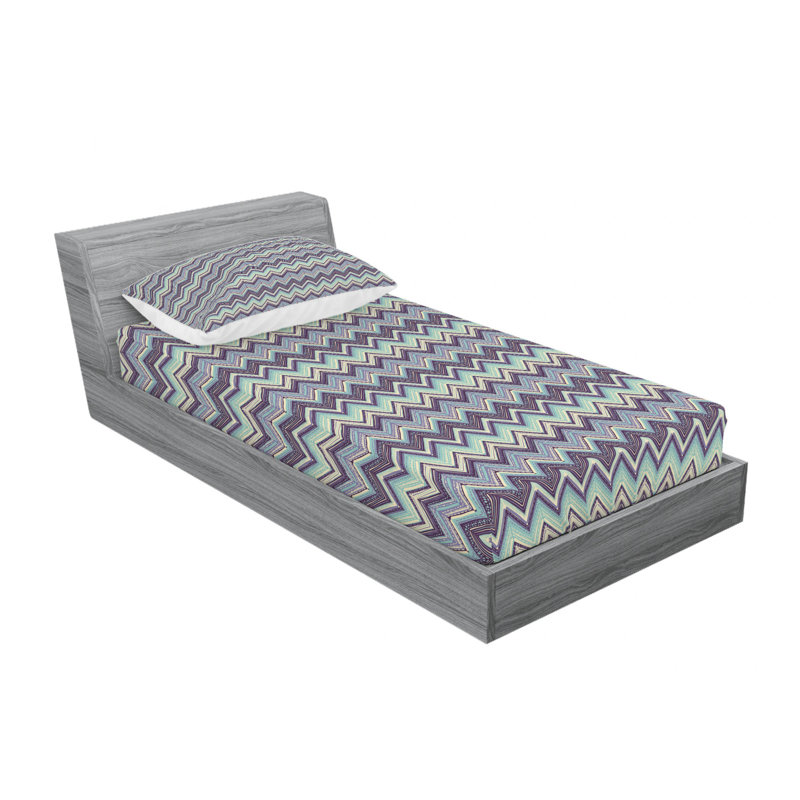 Microfiber Chevron Sheet Set, Twin XL Sheet Set with Fitted Sheet
