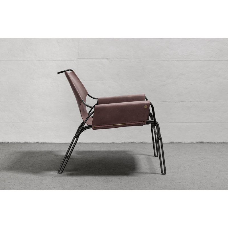 Perfidia Leather Lounge Chair, Brown Red Genuine Leather