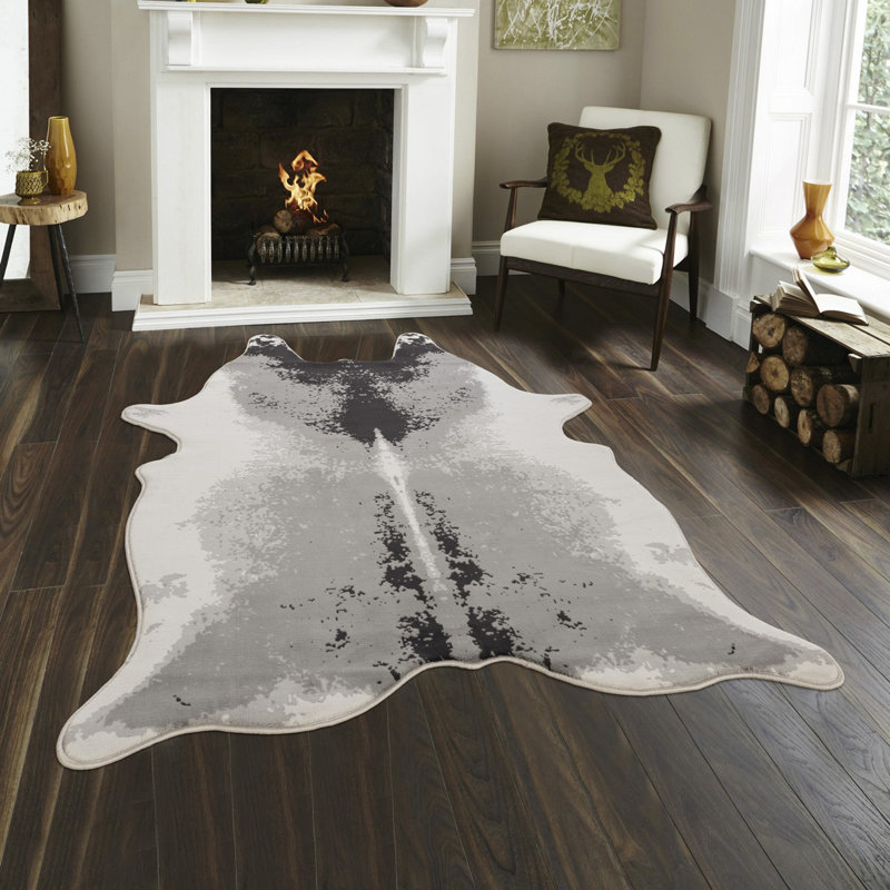 Hide 5 pi. X 7 pi Tapis, Gris/argent