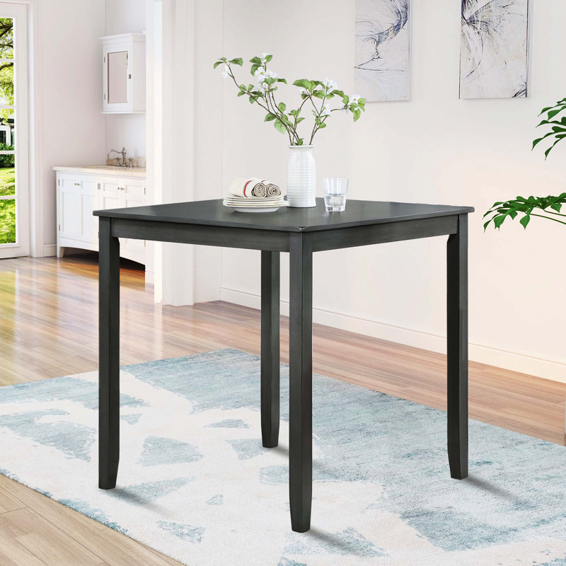Table de salle à manger grise carrée en bois à hauteur de comptoir, petite table de cuisine 4 places, table seulement, Gris