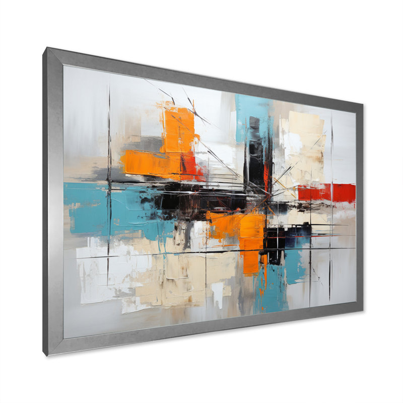 Art asiatique, expression abstraite I - impression, H 34 po x l 44 po x P 1,5 po, Cadre photo argenté