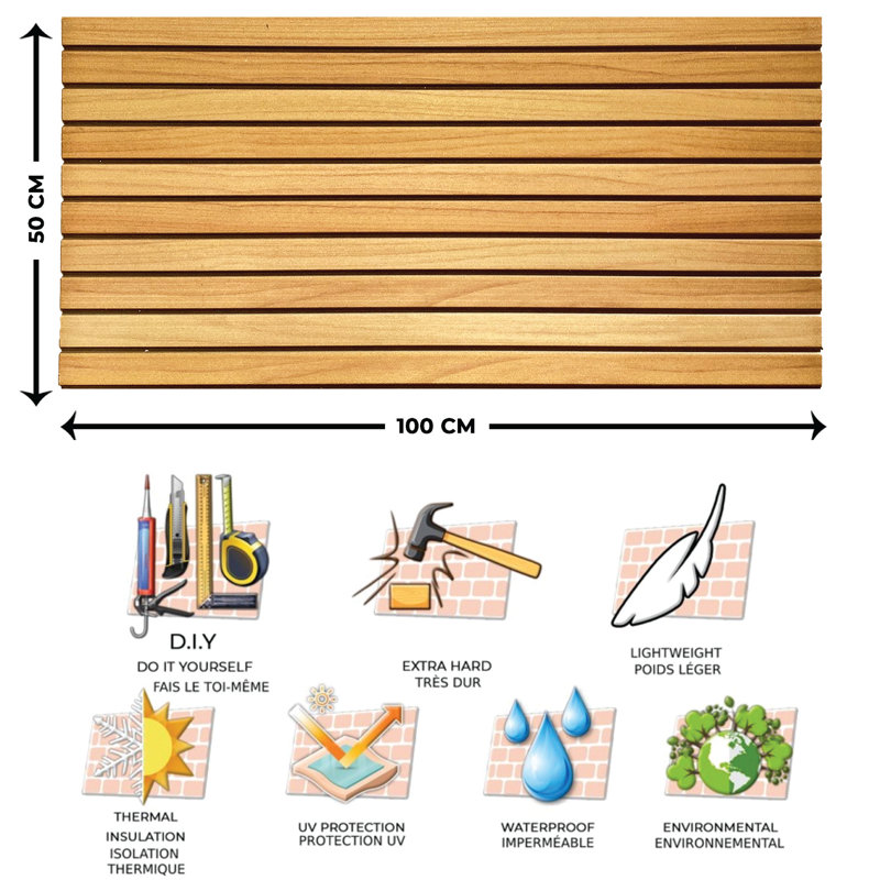 Panneaux muraux en bois récupéré 19,7 po x 39,4 po (paquet de 10), Brun clair