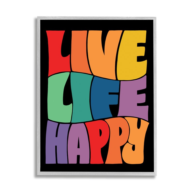 «Live Life Happy Groovy» par Jo Taylor, impression encadrée sur bois, H 30 po x l 24 po, Estampe numérique Farmhouse
