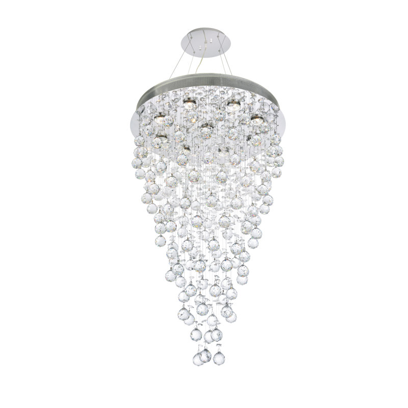 Lustre en cristal 48 lumières Primo, Chrome / choix 4 couleurs / Strass Swarovski