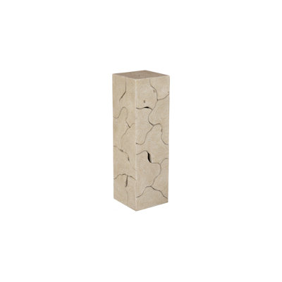 Teak Slice Pedestal, Square, Oat Finish, LG by Arlmont & Co.