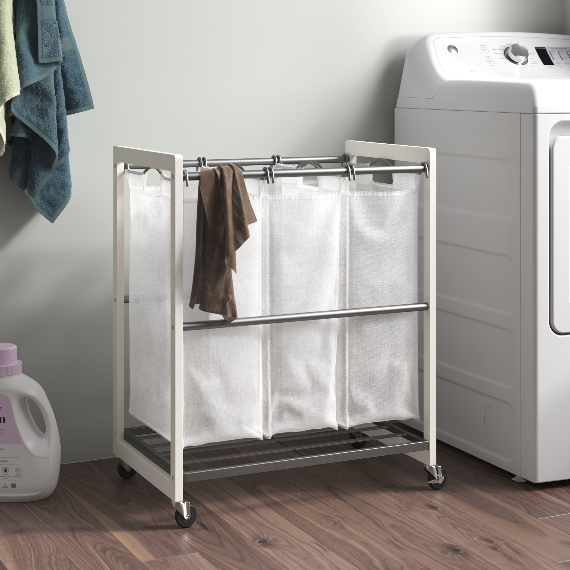Trent Austin Design® 3-Bag Rolling Laundry Cart with Removable Bags ...