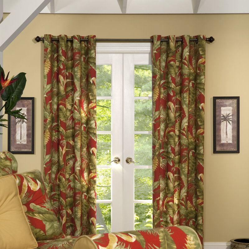 Captiva Tropical Cotton Floral Grommet Panels