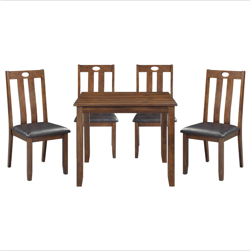 Ensemble de table de salle à manger brun 5 pièces et 4 chaises d'appoint rembourrées