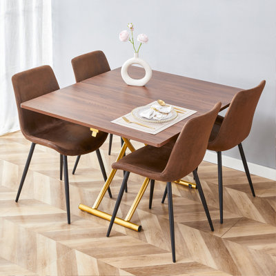 Ensemble de table de salle à manger, table de salle à manger avec 4 chaises et pieds en métal