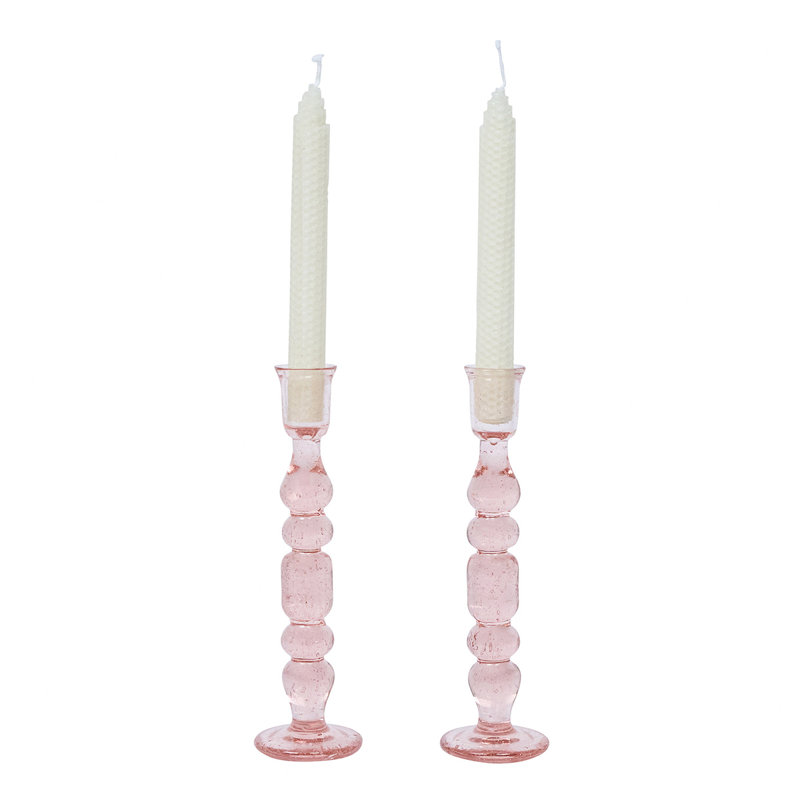Provence Candlestick, 9" H x 2.5" W x 2.5" D, Blush