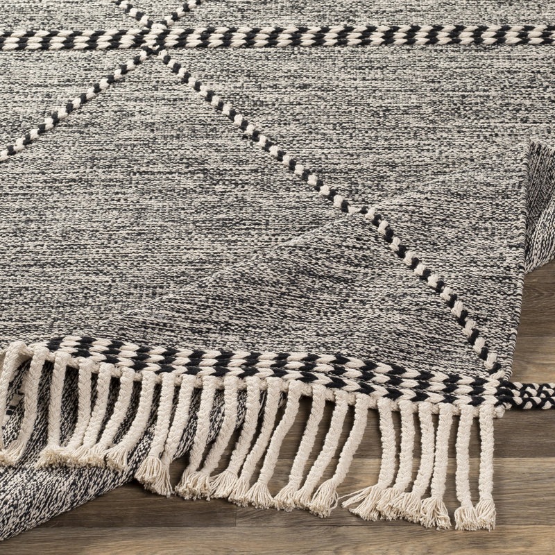 Tapis gris en coton tissé à la main Albury, Rectangle 6 pi x 9 pi
