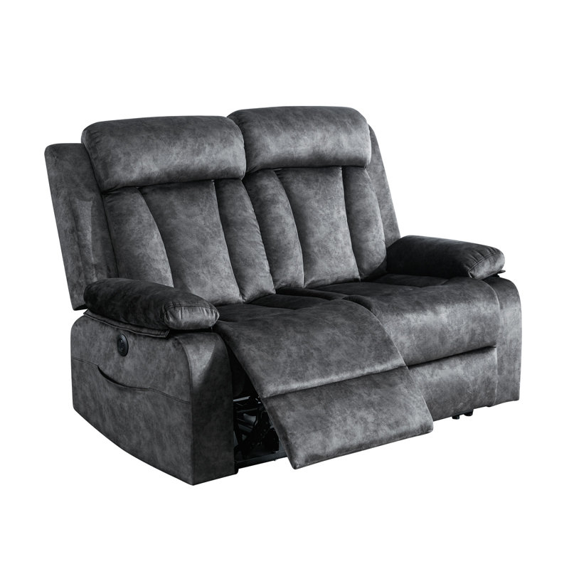Causeuse inclinable en velours 59,9 po, Velours gris