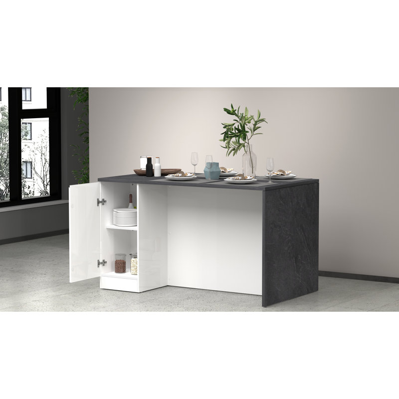 Caymitte Wood Kitchen Island, White/Grey