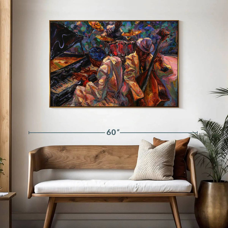 Jazz Band, 46 po x 31 po, Cadre flottant doré