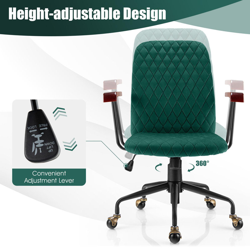 Limburg Velvet Task Chair, Green