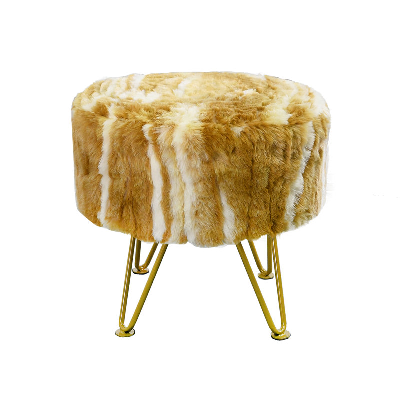 45.7cm Wide Rectangle Abstract Footstool Ottoman, Amber Gold