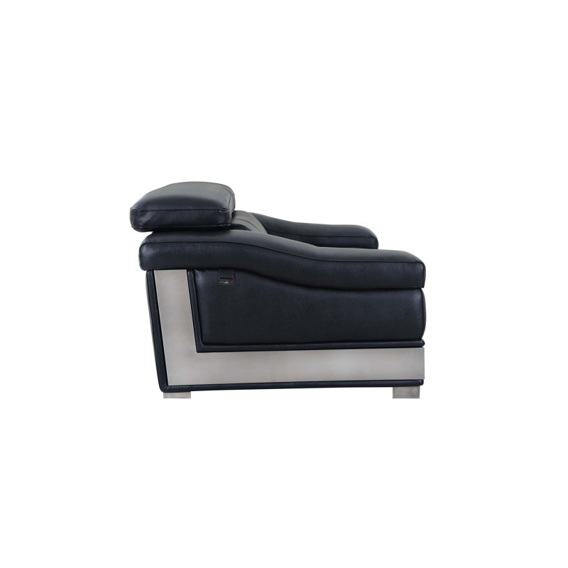 Chaise en cuir italien à grain supérieur, Noir
