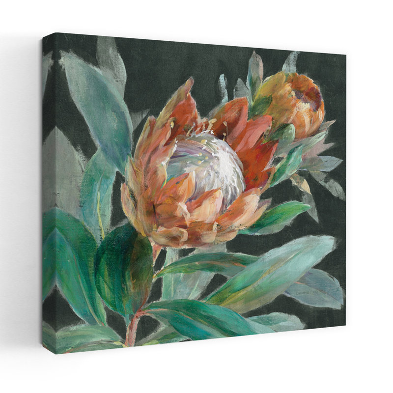 Protea tropicale profonde, art floral tropical, H 18 po x l 18 po