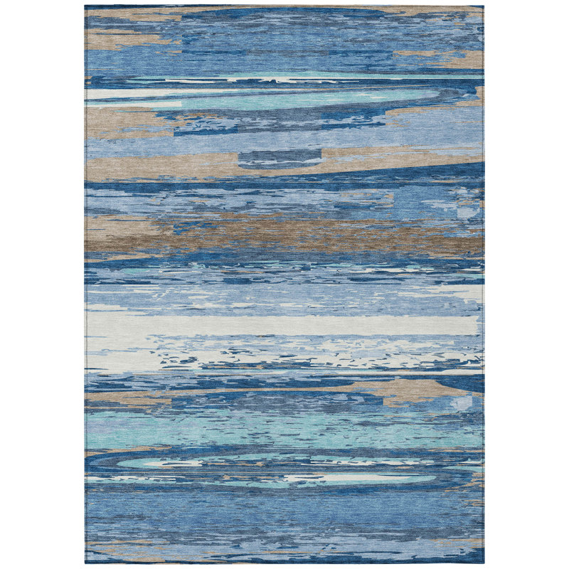 Machine Washable Indoor/Outdoor Jeffery ACN2287 Stripes Rug, Rectangle 10' x 14'