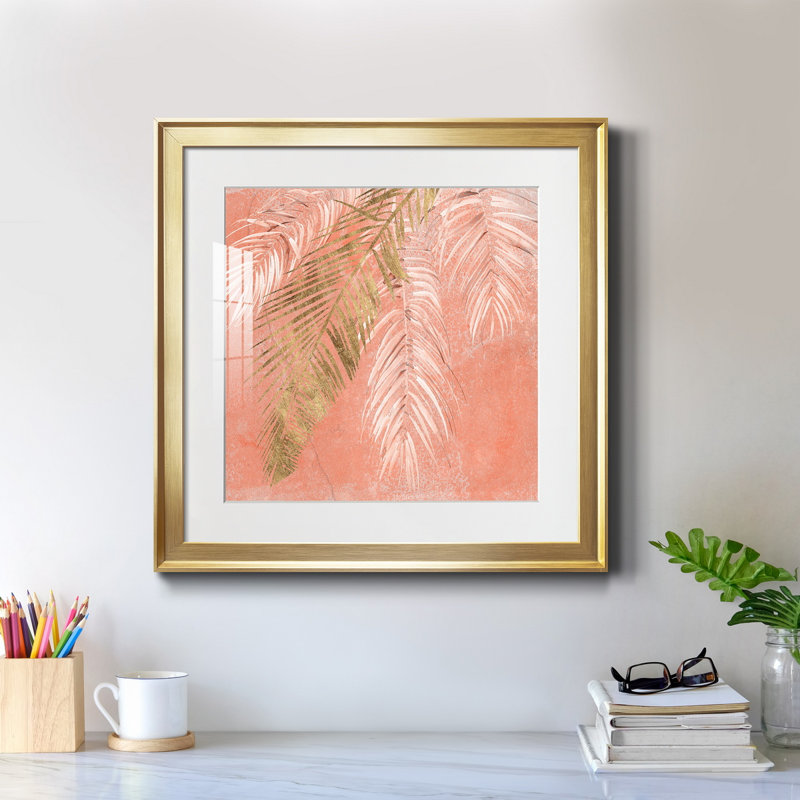 Golden Palms I-Premium, reproduction encadrée - prête à être accrochée, H 26,5 po x l 26,5 po x P 1,5 po, Blanc