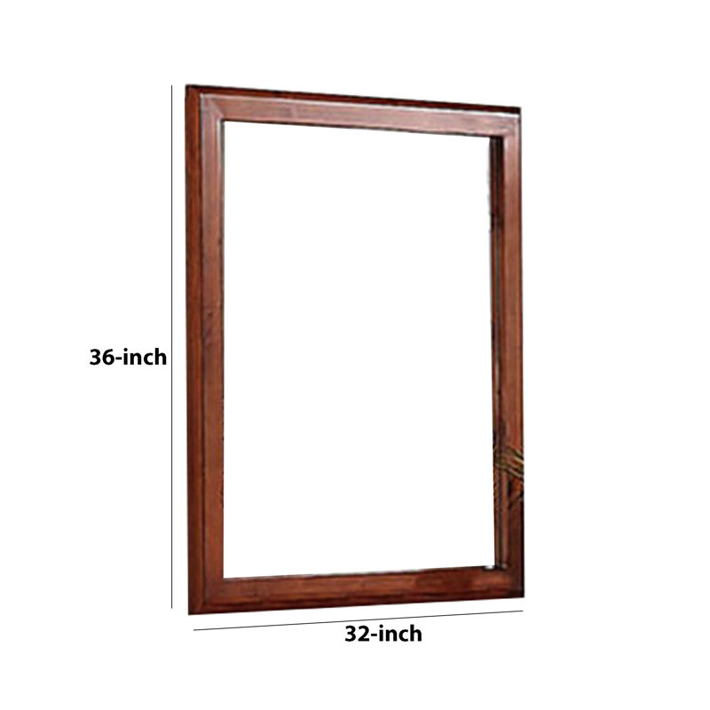 Wood Flat Mirror, 36" x 32", Brown