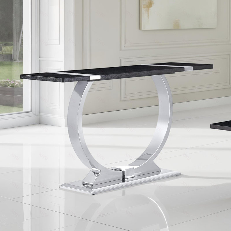 Meuble de salon contemporain en acier inoxydable 1pc, Noir