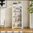 Antique 4-Tier Tall Bookshelf, 65 Inch White Distressed Finish, Perfect for Home and Office Storage
