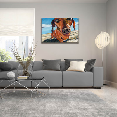 Art mural en verre Red Barrel Studio «Sand Dog» par Kathryn Wronski
