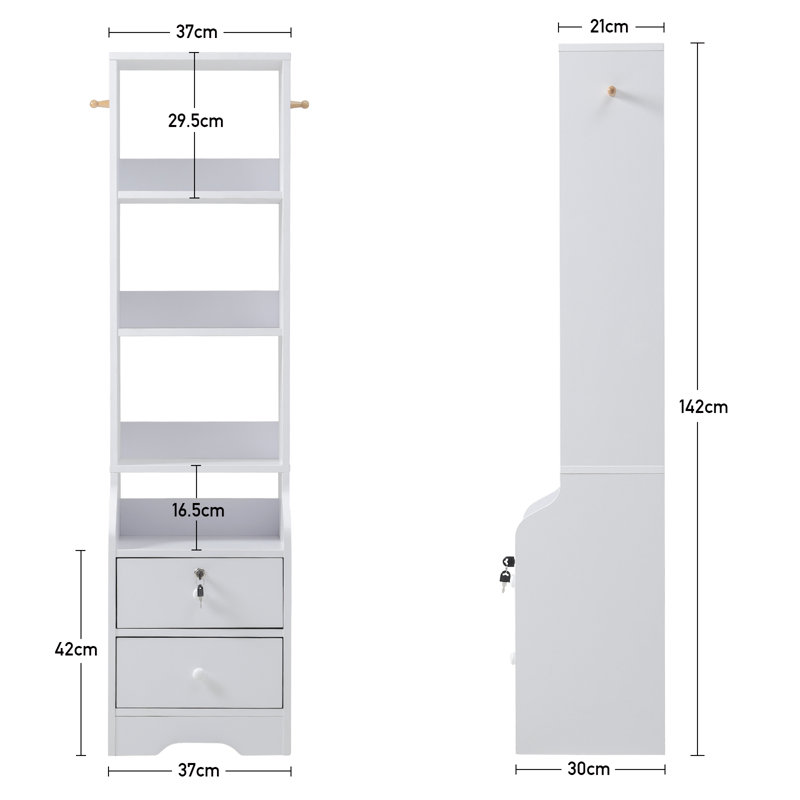 Saint-Andre Standard Bookcase, (4 Shelves) 142cm. H x 37cm. W x 30cm. D