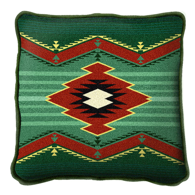Coussin en coton Turak, Vert/rouge