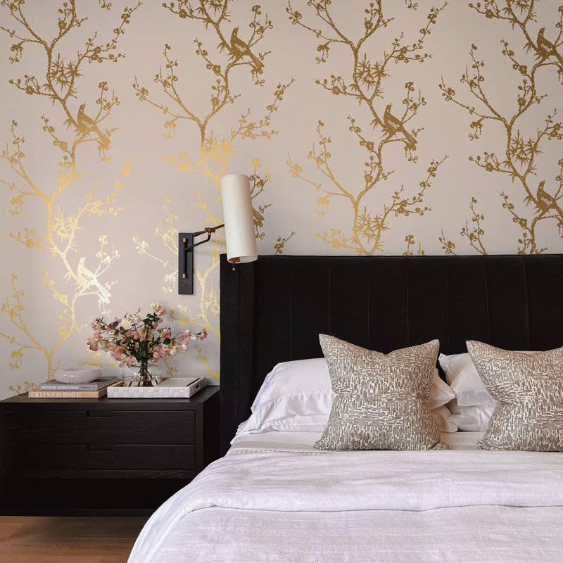 Aihnoa 27' L x 27" W Peel and Stick Wallpaper Roll, Pink/Gold