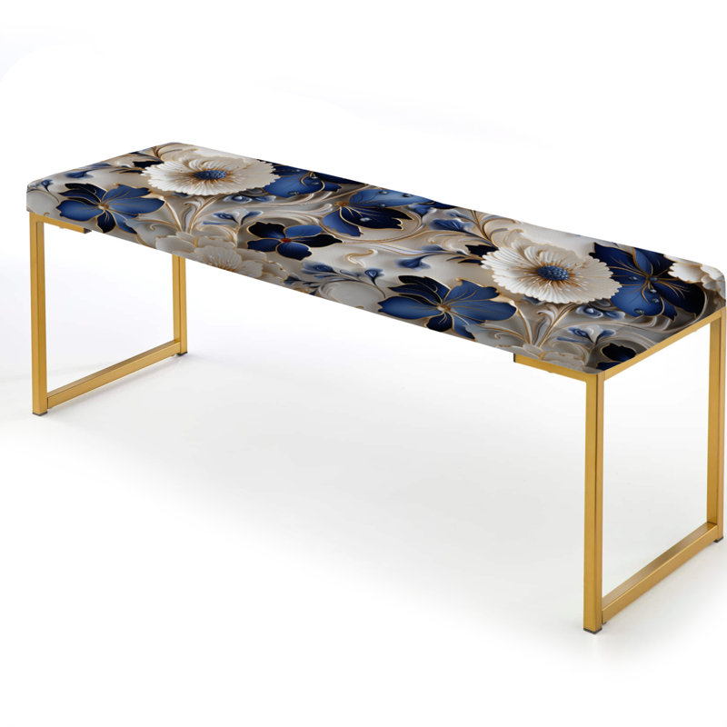 Banc victorien en filigrane bleu cobalt