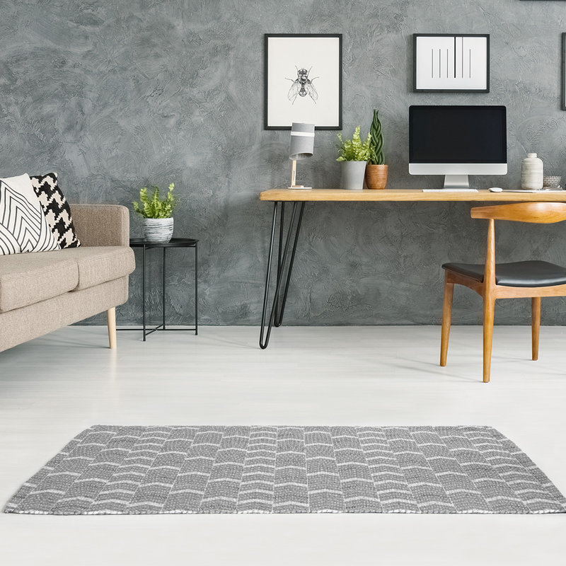Tapis gris/blanc à chevrons lineed, Rectangle 4 pi x 6 pi