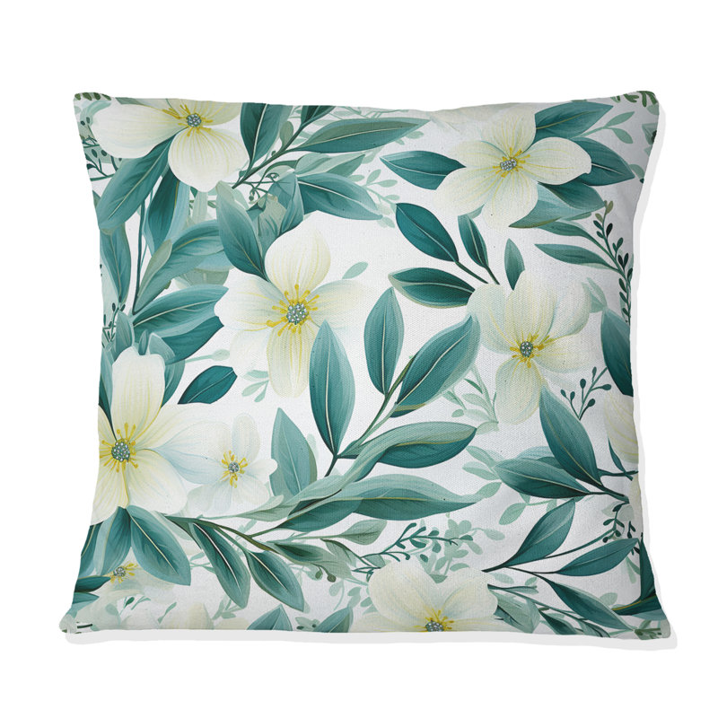 Coussin décoratif en polyester Oceanic Foliage, H 18 po x l 18 po