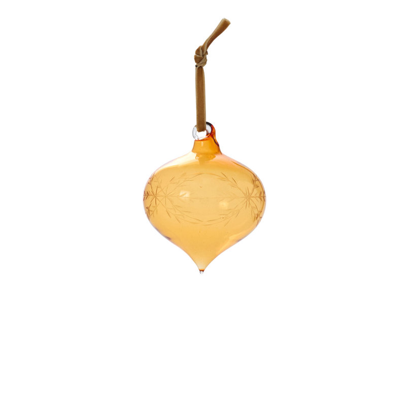Ornement en forme de boule gravée 3 po x 3,25 po, Ambre