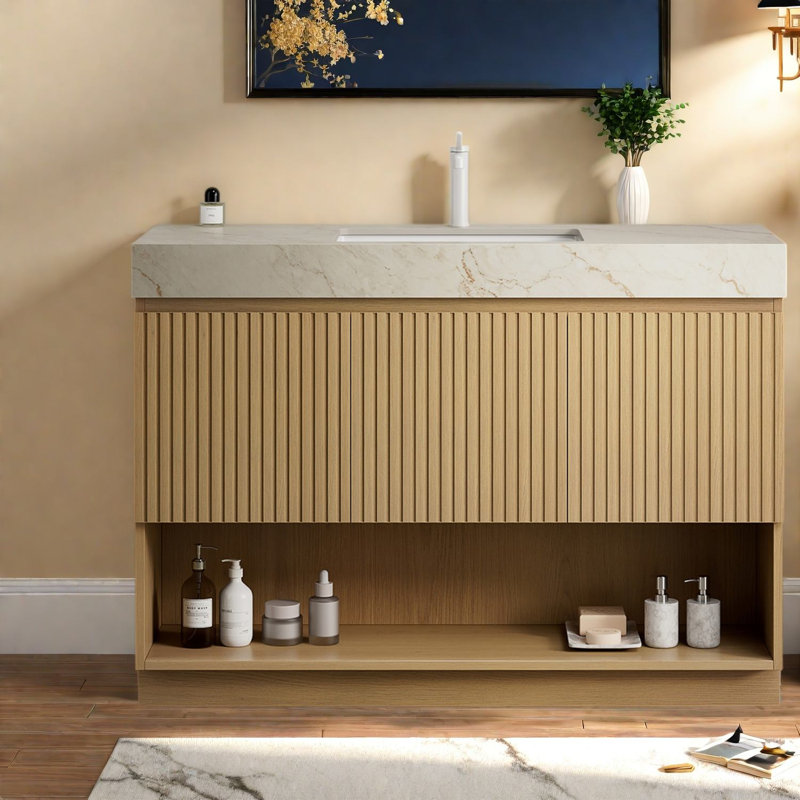 Freestanding Standard With Engineered Stone Top, 47.64