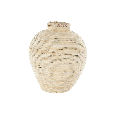 Beniamino Seagrass Handmade Wrapped Pot Cream Decorative Vase