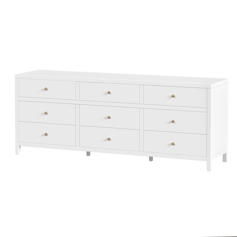 Commode rectangulaire 9 tiroirs Celine, Blanc lisse