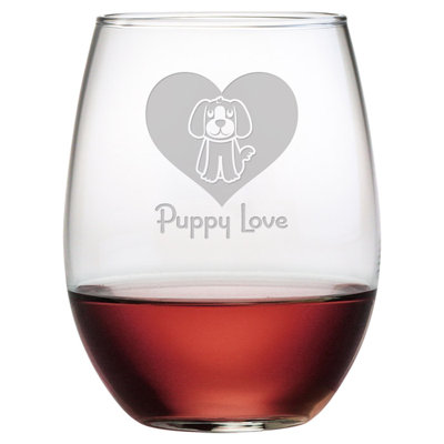 Verre à vin sans pied 21 oz chiot love